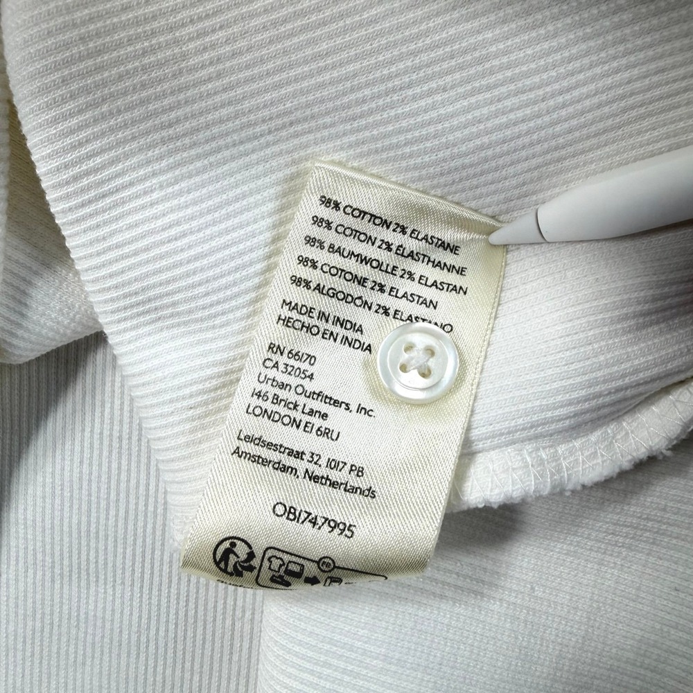 Maeve Anthropologie Popover Top Women Small White Ribbed Cuffed Capsule Wardrobe - Picture 6 of 11